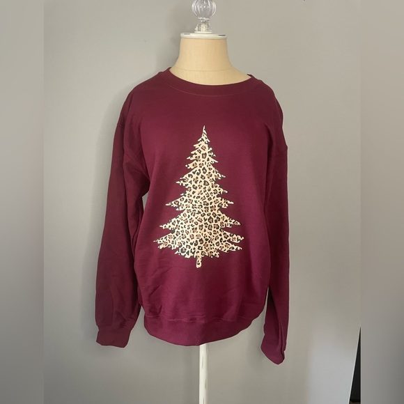 Woman’s Leopard Christmas Tree Sweatshirt - Picture 3 of 8